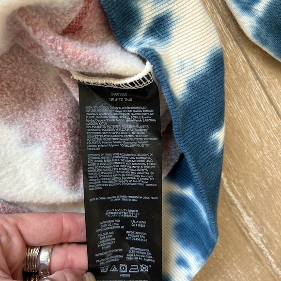 Boys Volcolm Tie-Dye Zipped Hoodie Sweatshirt -Sz M (10) - Picture 5 of 6